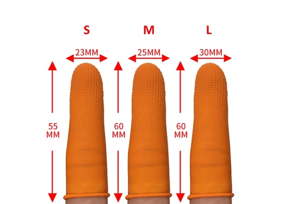 Orange Multi size latex finger cots dotted finger gloves Anti Slip finger coat Cleanroom