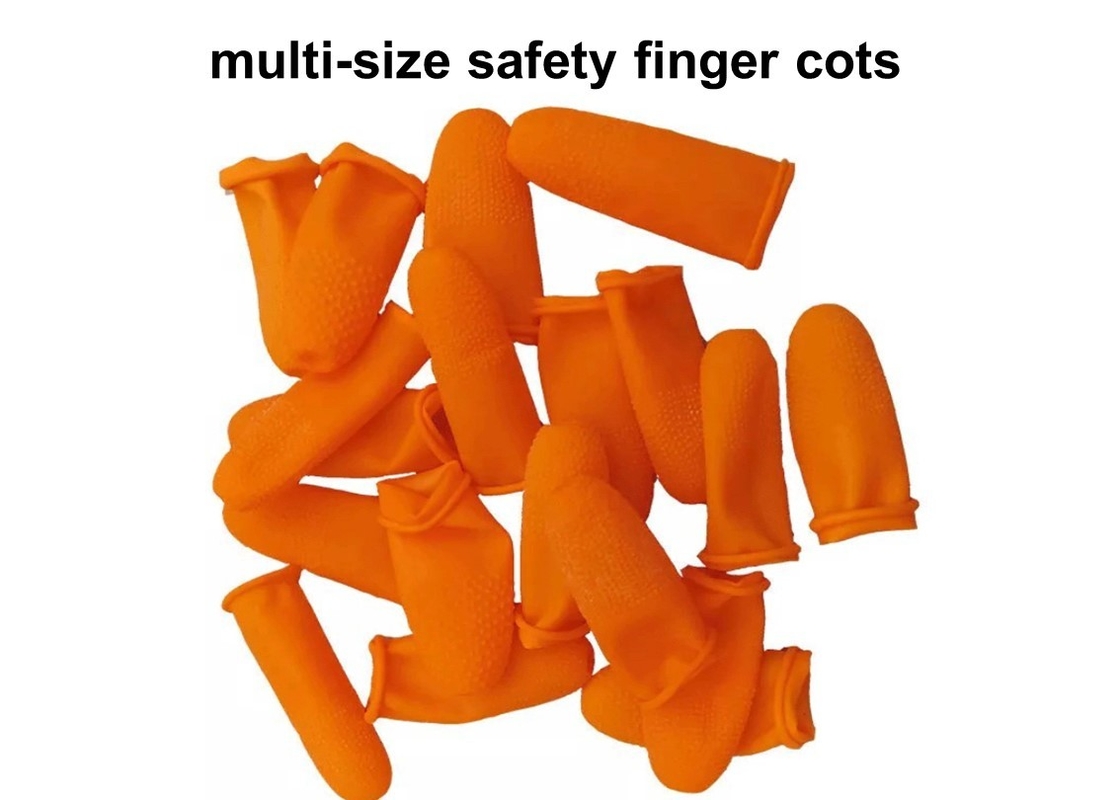 Orange Multi size latex finger cots dotted finger gloves Anti Slip finger coat Cleanroom
